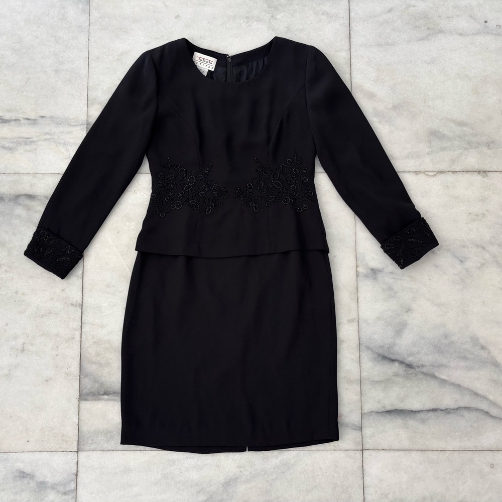 Vintage Talbots Dress Black Long Sleeve Sequin Women’s 4 Office Career Formal
